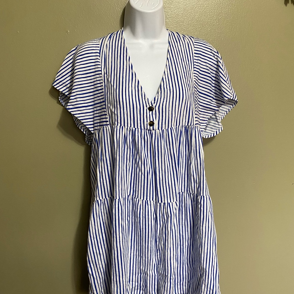 Zara Blue and White‎ Striped Mini Dress, Size M